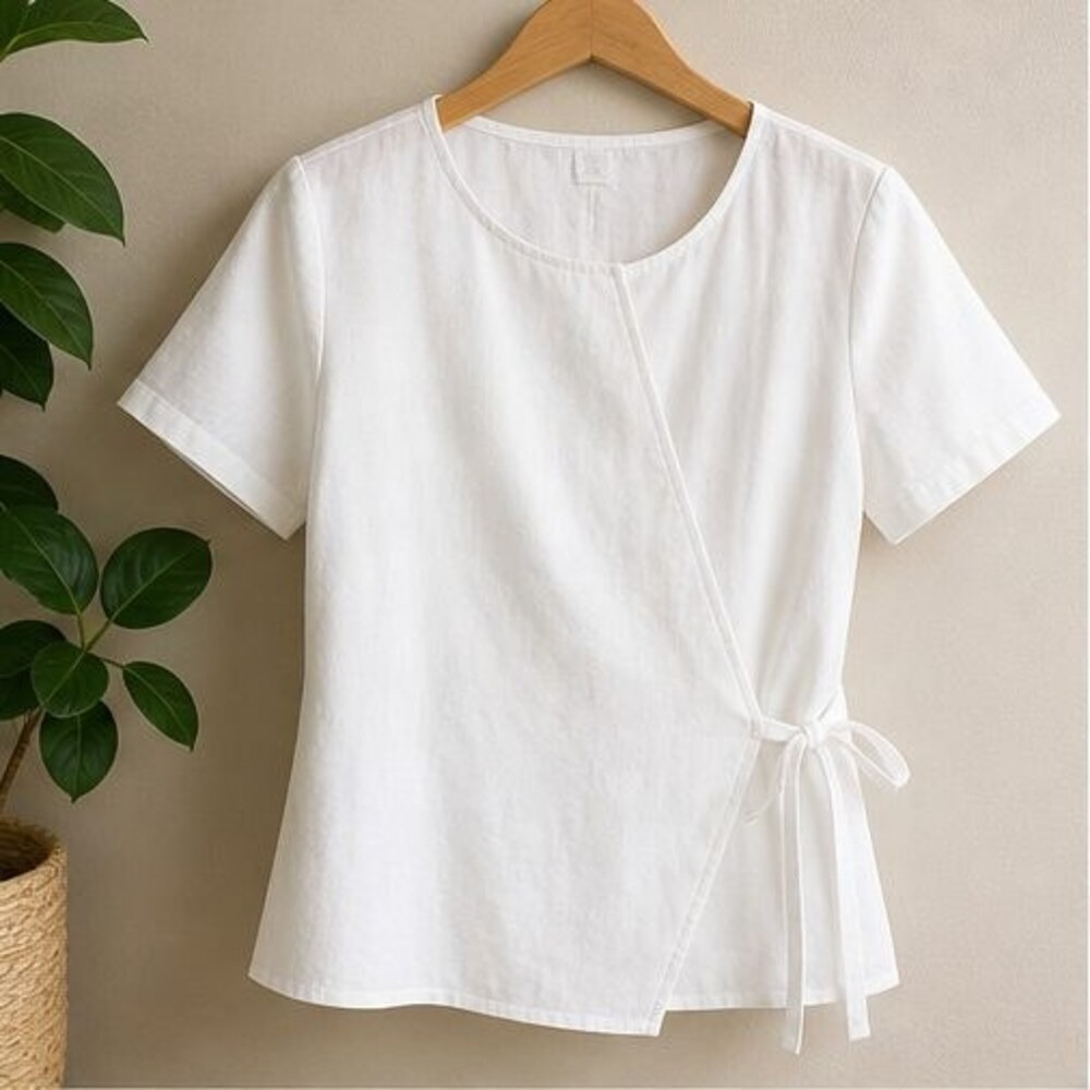 White Tie Neck Blouse